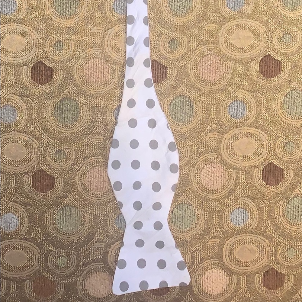 Silver and White Polka Dot BowTie